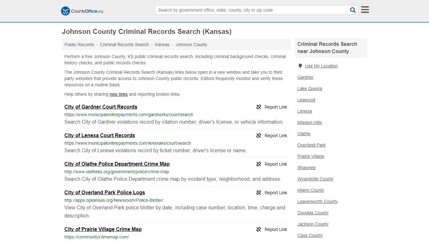 Johnson County Criminal Records Search (Kansas) - County Office
