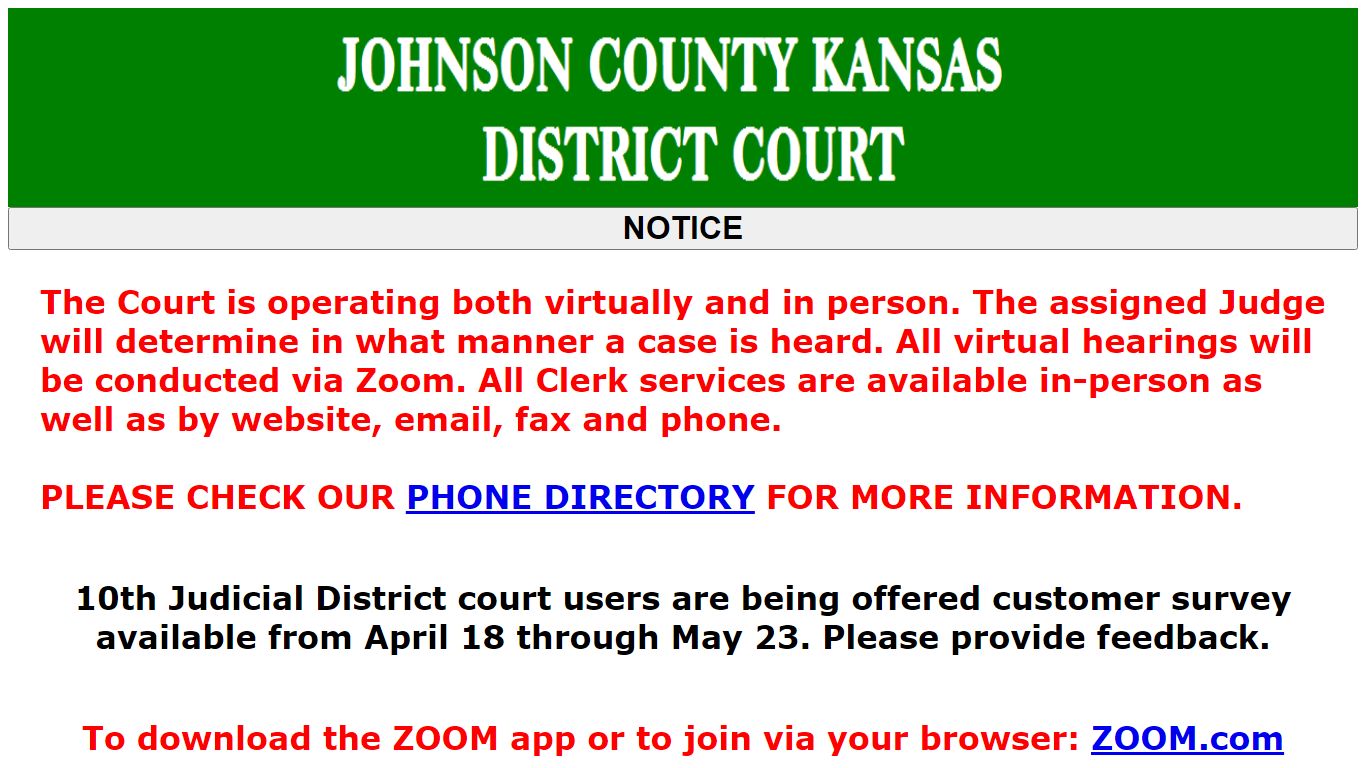 DISTRICT COURT RESPONSE TO COVID-19 - Johnson County Kansas